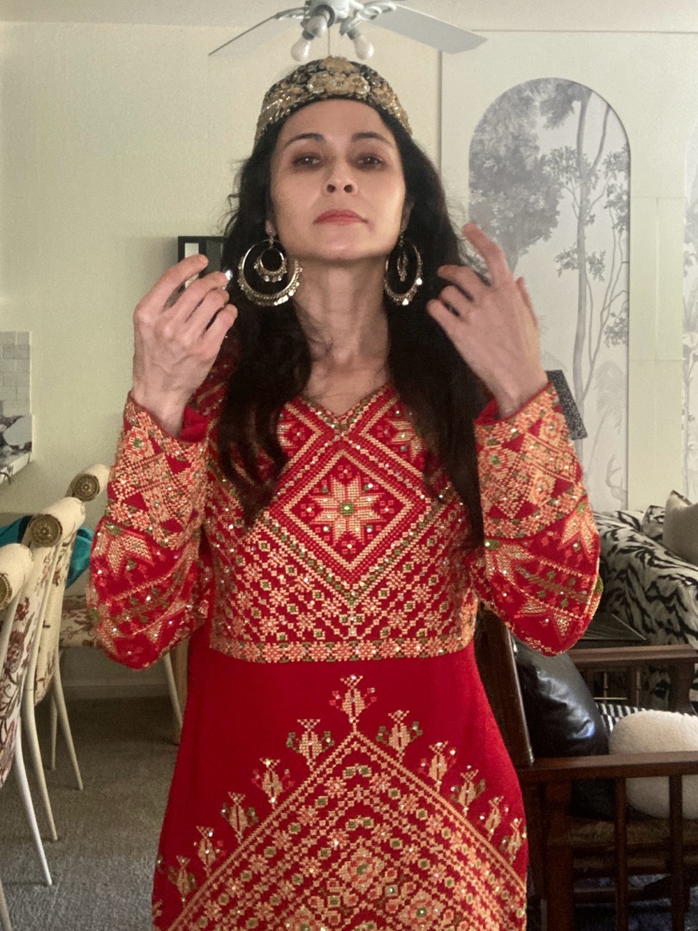 Al Hindi Kaftan Maxi Dress Indian embroidered rhinestone boho witch Stevie